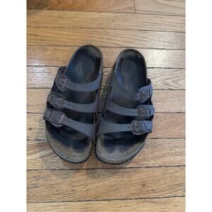 Birkenstock Florida Soft Footbed Sandals Brown Leather 3-Strap Women’s Size 7